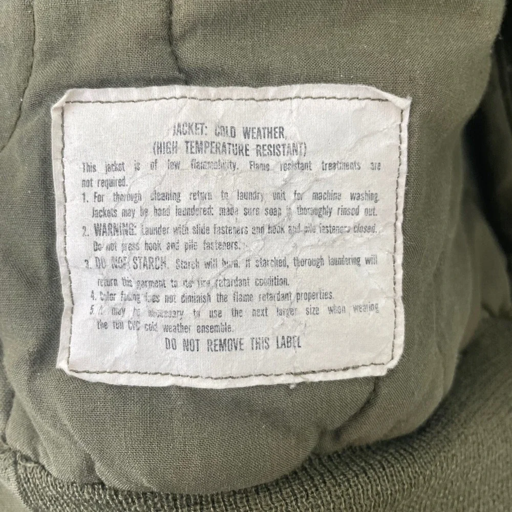 Vintage Avirex US Military Cold Weather Aramid Tanker Jacket Green Large - Picture 5 of 6